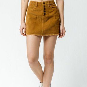 Indigo Rein Half Button Corduroy Mini Skirt